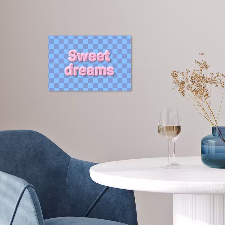Sweet dreams - Vierkanten - Roze - Blauw poster papier klein -sfeer3