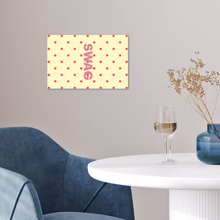 Swag - Roze - Stippen - Geel poster papier klein -sfeer3