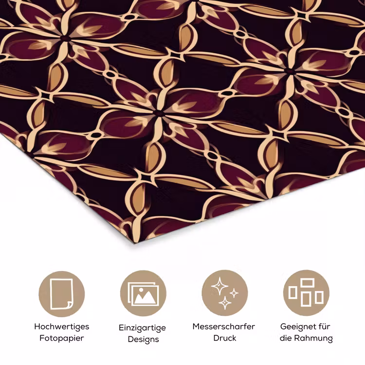 Symmetrisch - Tegel - Burgundy poster papier klein 62 -tcloseup_DE