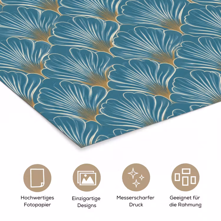 Symmetrisch - Patroon - Blauw poster papier klein 62 -tcloseup_DE