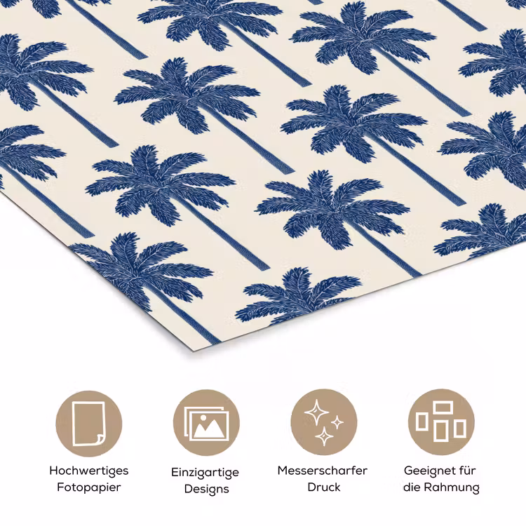 Symmetrisch - Palm - Blauw poster papier klein 62 -tcloseup_DE