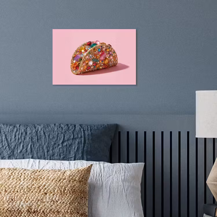 Taco - Kleurrijk - Edelstenen - Goud poster papier klein -sfeer2
