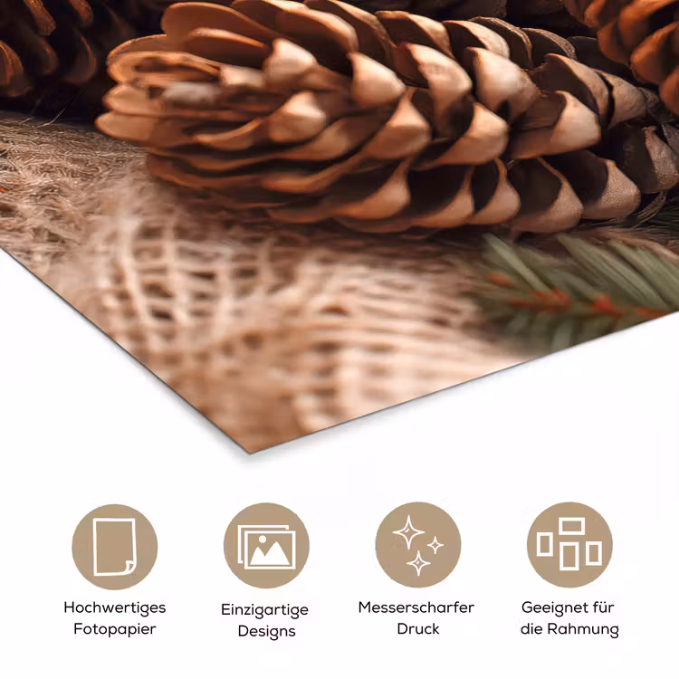 Dennenappels - Boom - Winter - Natuur - Bruin poster papier klein -tcloseup_DE