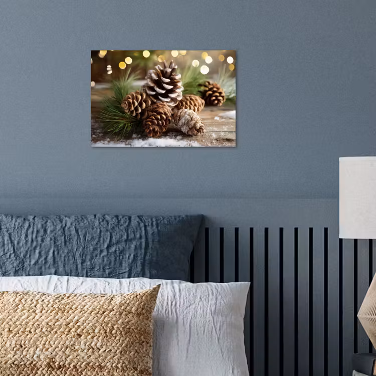 Dennenappels - Kerstsfeer - Bruin - Groen poster papier klein -sfeer2