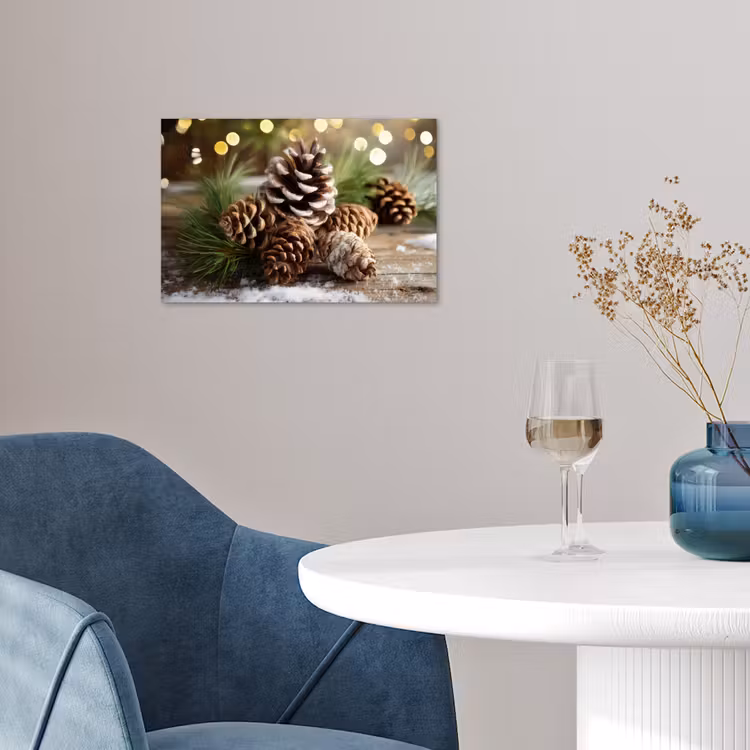 Dennenappels - Kerstsfeer - Bruin - Groen poster papier klein -sfeer3