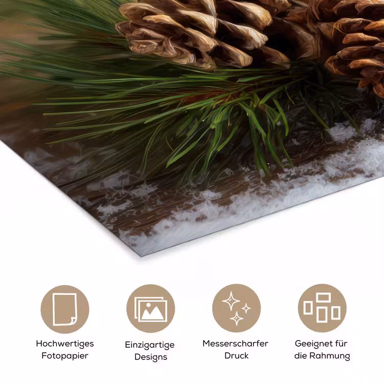 Dennenappels - Kerstsfeer - Bruin - Groen poster papier klein -tcloseup_DE