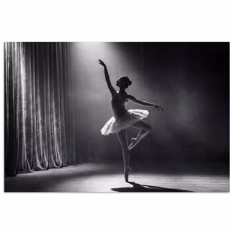 Danser - Podium - Zwart-wit - Kunst - Klassiek poster papier klein -3d