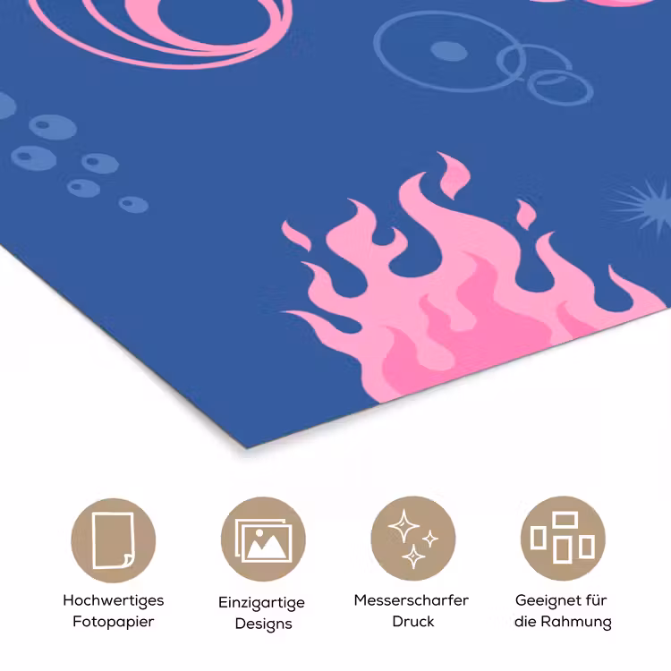 Danseres - Vlammenrok - Abstract - Roze - Blauw poster papier klein -tcloseup_DE