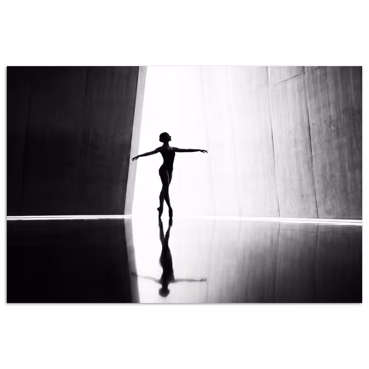 Danser - Silhouette - Kunst - Modern - Zwart-wit poster papier klein -3d