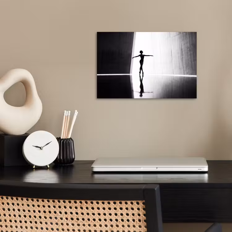 Danser - Silhouette - Kunst - Modern - Zwart-wit poster papier klein -sfeer1