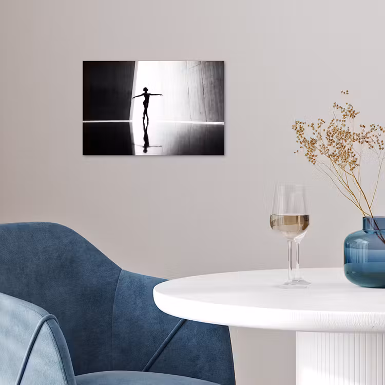 Danser - Silhouette - Kunst - Modern - Zwart-wit poster papier klein -sfeer3