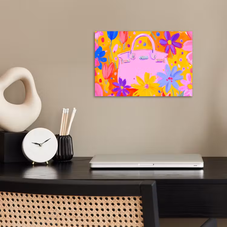 Tas - Roze - Bloemen poster papier klein -sfeer1