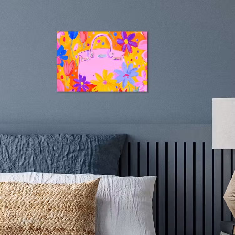 Tas - Roze - Bloemen poster papier klein -sfeer2