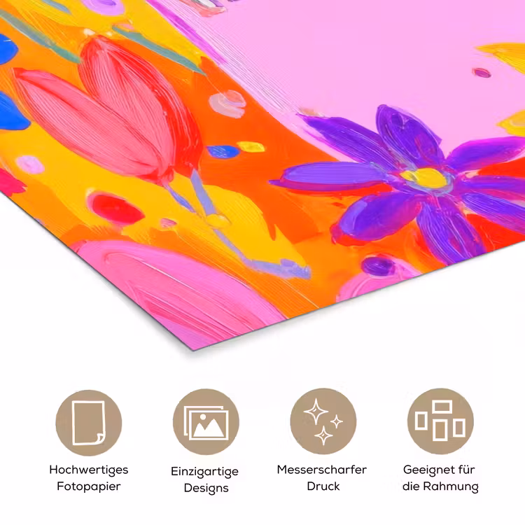Tas - Roze - Bloemen poster papier klein -tcloseup_DE