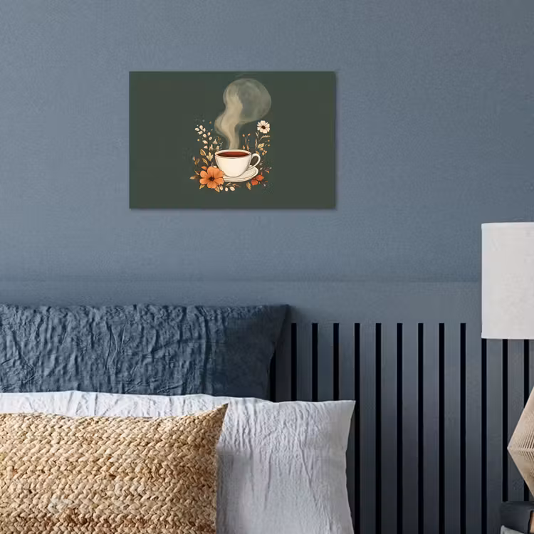 Kop - Bloemen - Groen - Koffie poster papier klein -sfeer2