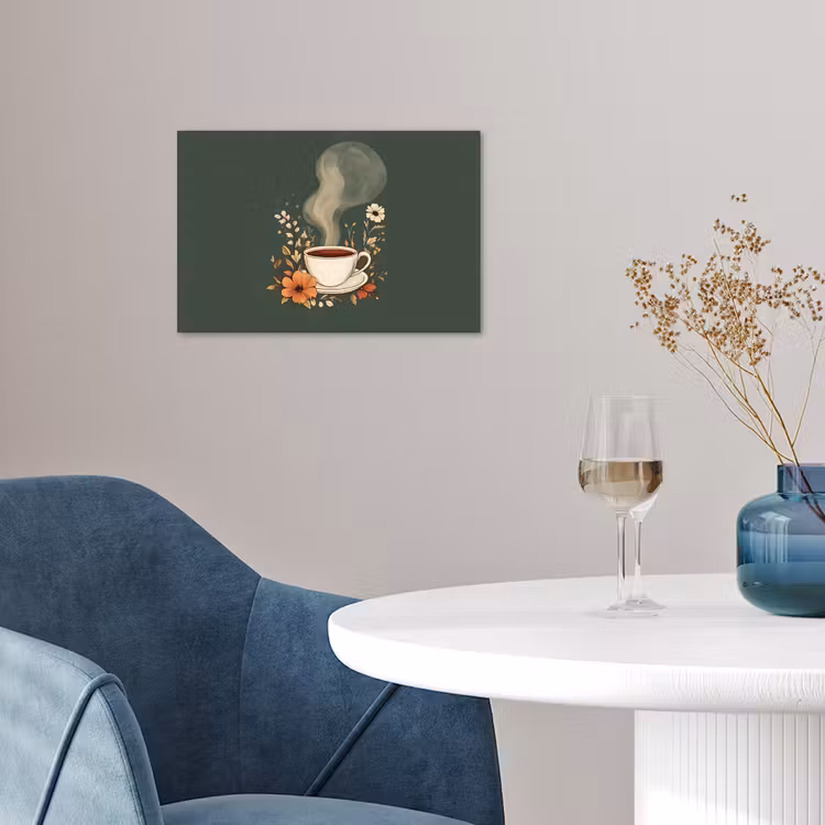 Kop - Bloemen - Groen - Koffie poster papier klein -sfeer3