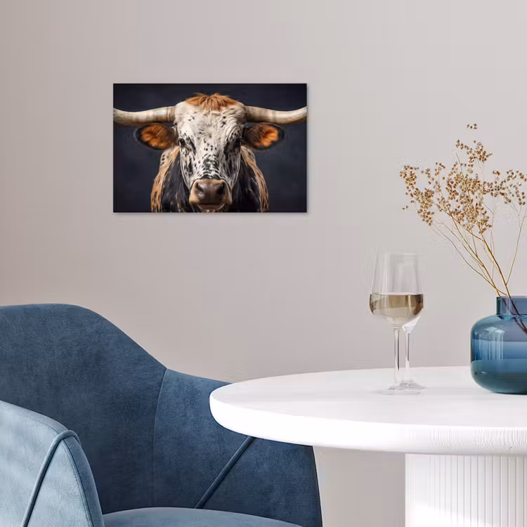 Stier - Kleurrijk - Hoorns poster papier klein -sfeer3