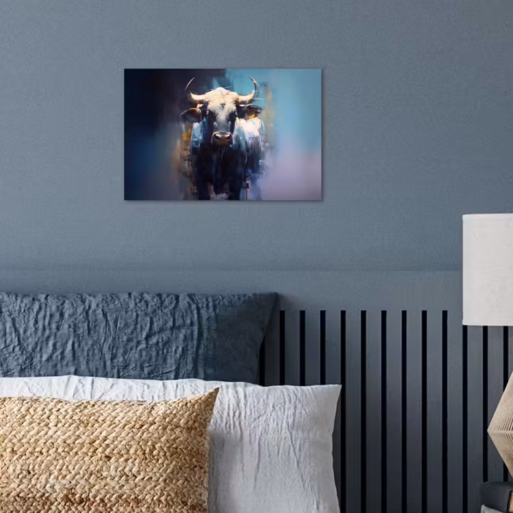 Stier - Zwart - Abstract - Horens poster papier klein -sfeer2