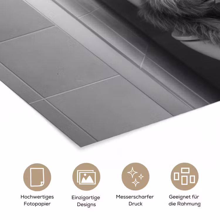 Stier - Telefoon - Toilet - Zwart - Wit poster papier klein -tcloseup_DE