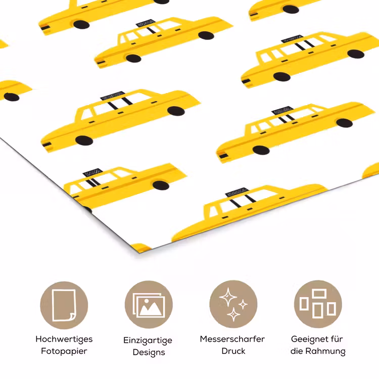 Taxi - Iconisch - Geel poster papier klein 62 -tcloseup_DE