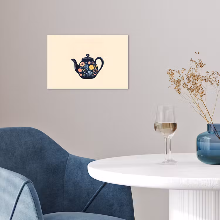 Theepot - Kleurrijk - Bloemen poster papier klein -sfeer3