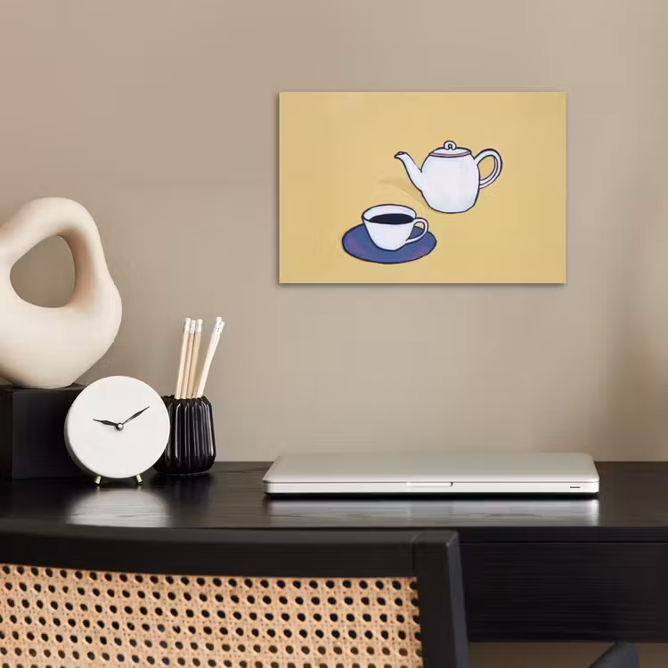 Theepot - Kopje - Beige - Illustratie poster papier klein -sfeer1