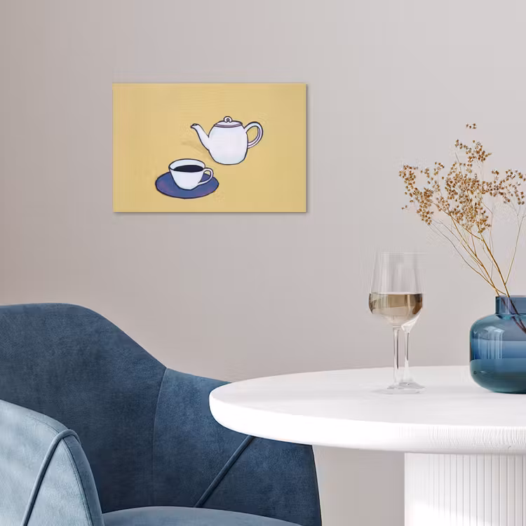 Theepot - Kopje - Beige - Illustratie poster papier klein -sfeer3
