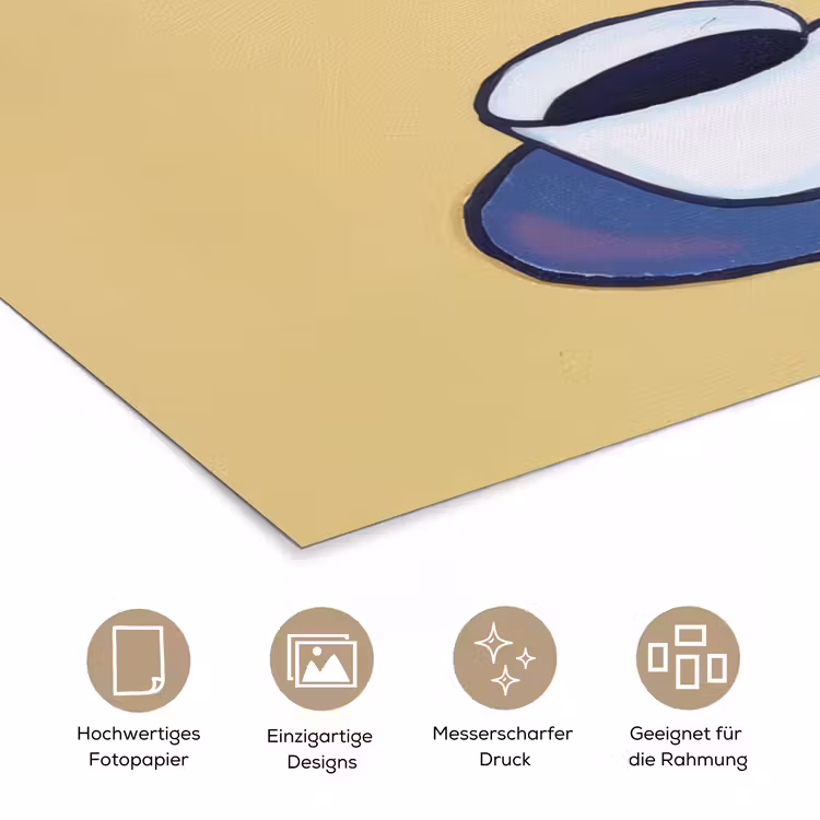 Theepot - Kopje - Beige - Illustratie poster papier klein -tcloseup_DE