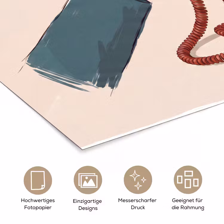Telefoon - Hand - Vintage - Communicatie - Rood poster papier klein -tcloseup_DE