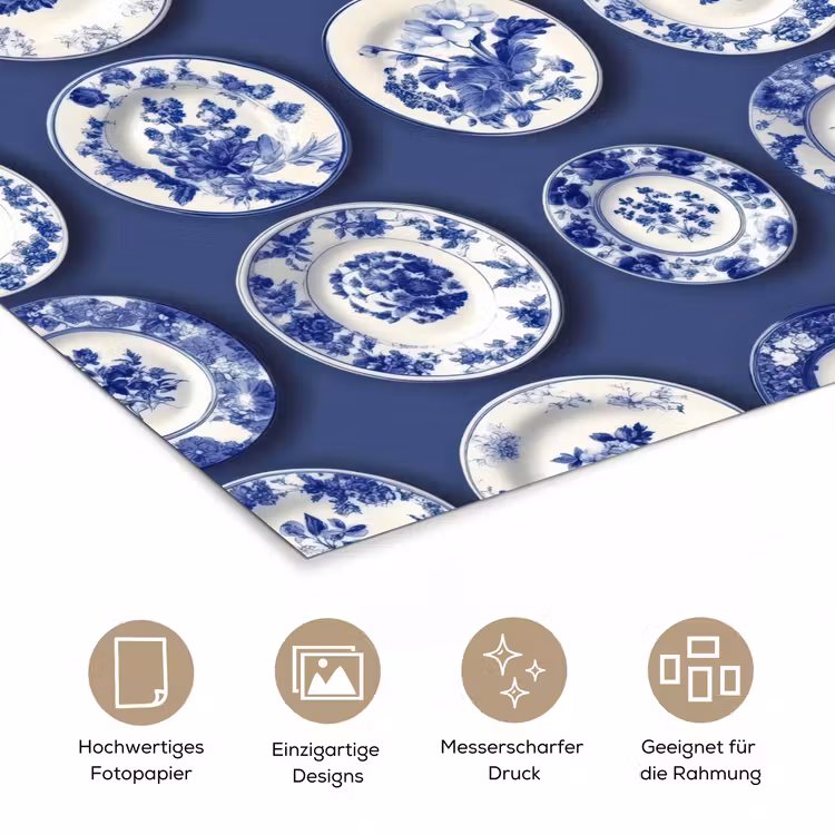 Borden - Floraal - Blauw poster papier klein 62 -tcloseup_DE