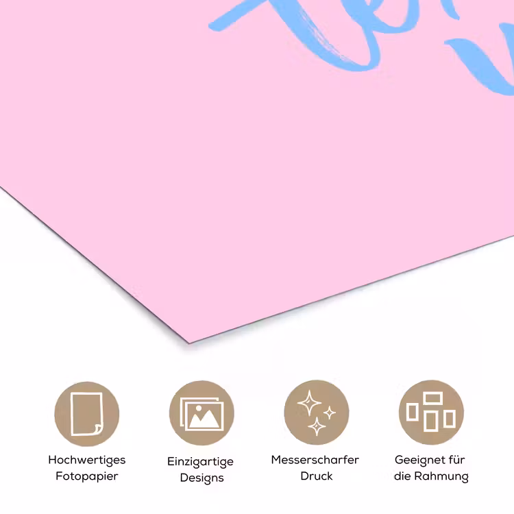 Tequila texted you - Roze - Blauw poster papier klein -tcloseup_DE
