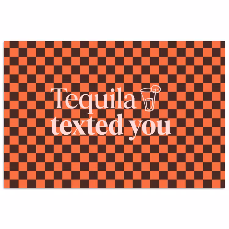 Tequila texted you - Glas - Vierkanten - Oranje poster papier klein -3d