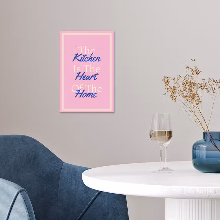 Tekst - Blauw - Keuken - Kader poster papier klein -sfeer3