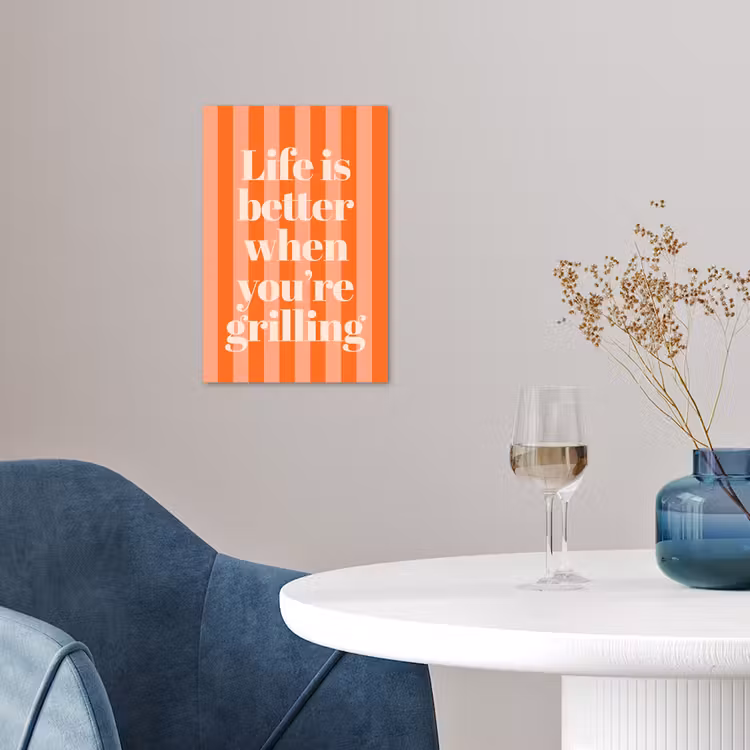 Tekst - Gestreept - Oranje - Zomer poster papier klein -sfeer3