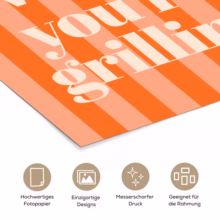 Tekst - Gestreept - Oranje - Zomer poster papier klein -tcloseup_DE