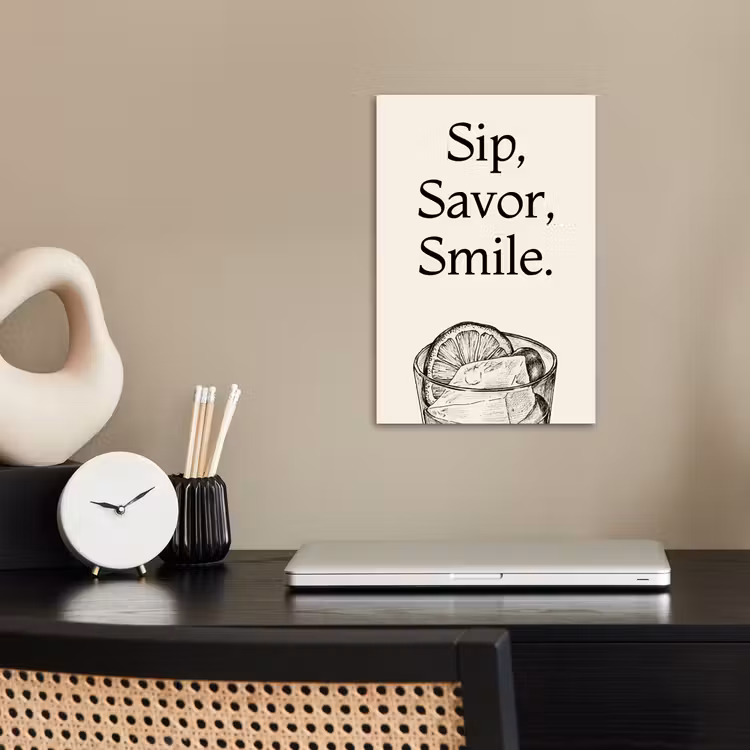 Tekst - Glas - Getekend - Citroen poster papier klein -sfeer1