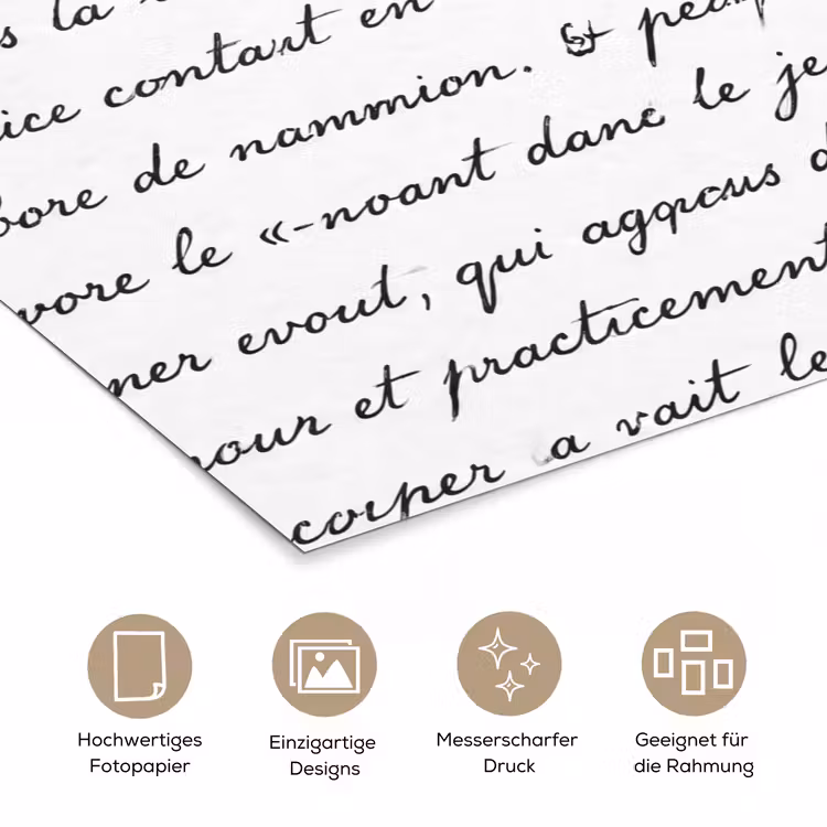Tekst - Handschrift - Klassiek - ZwartWit poster papier klein -tcloseup_DE