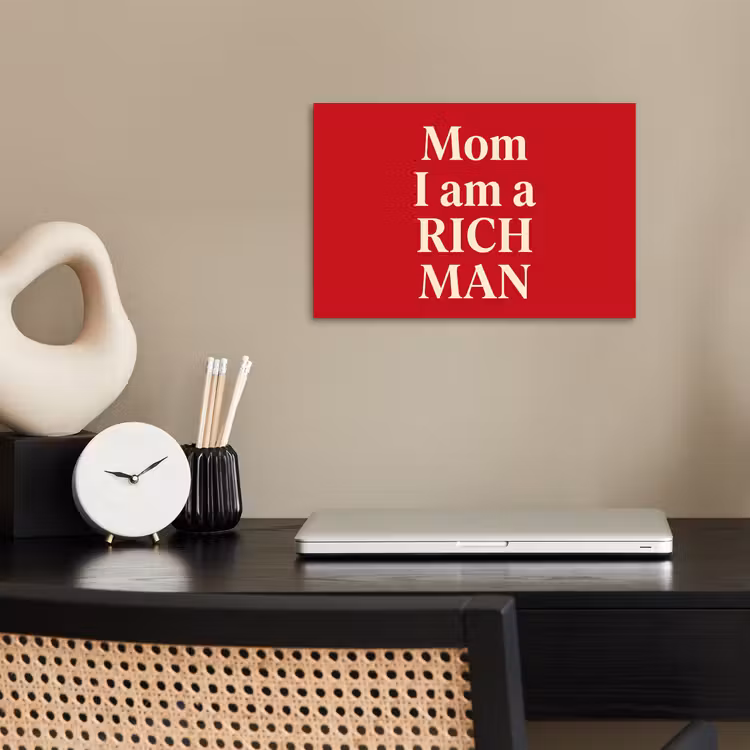 Tekst - Rijkdom - Motivatie - Rood - Modern poster papier klein -sfeer1