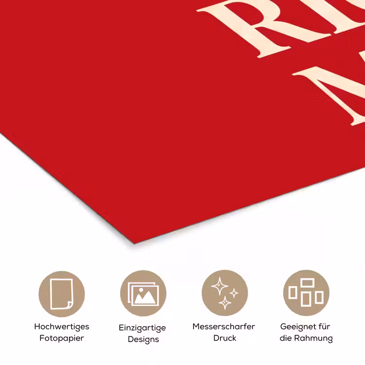 Tekst - Rijkdom - Motivatie - Rood - Modern poster papier klein -tcloseup_DE