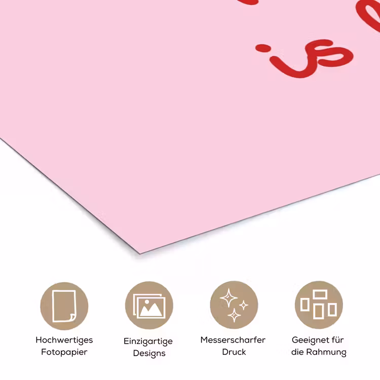 Tekst - Roze - Love - Hart poster papier klein -tcloseup_DE