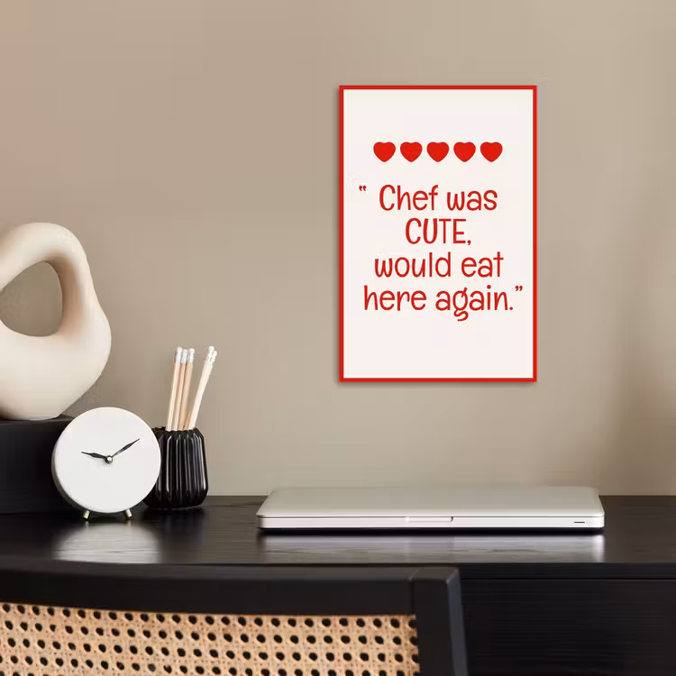 Tekst - Rood - Hartjes poster papier klein -sfeer1