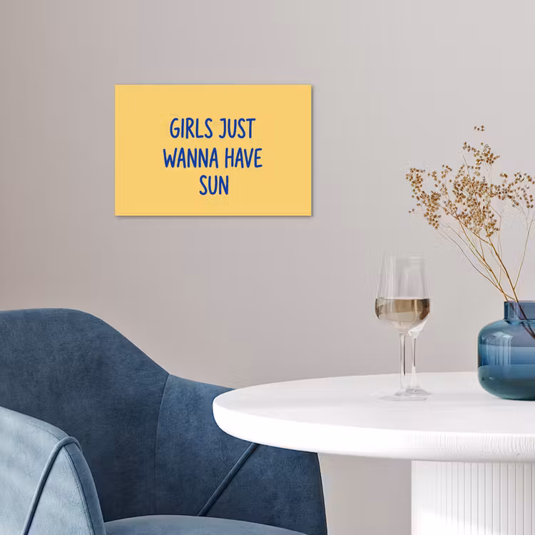 Tekst - Zon - Zomer - Modern - Geel poster papier klein -sfeer3