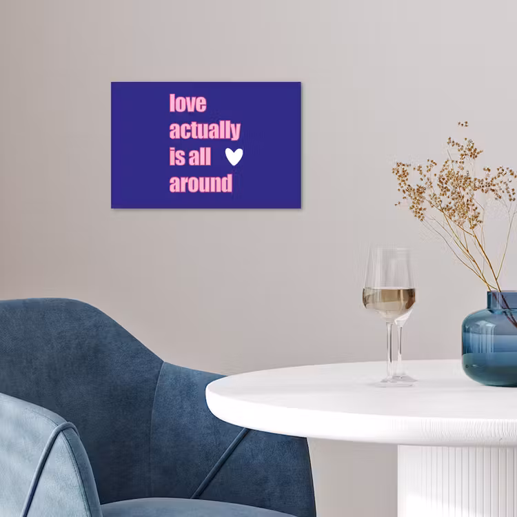 Tekst - Valentijn - Love - Blauw poster papier klein -sfeer3