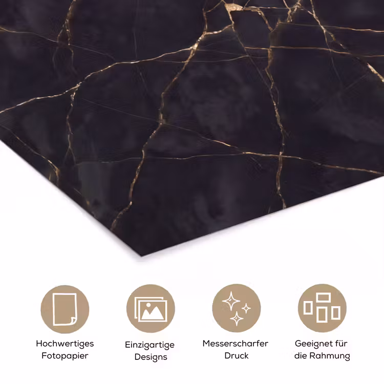 Textuur - Gouden lijnen - Abstract - Modern - Zwart poster papier klein -tcloseup_DE