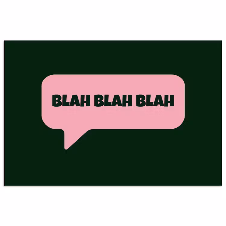 Tekstwolk - BLAH BLAH BLAH - Roze poster papier klein -3d