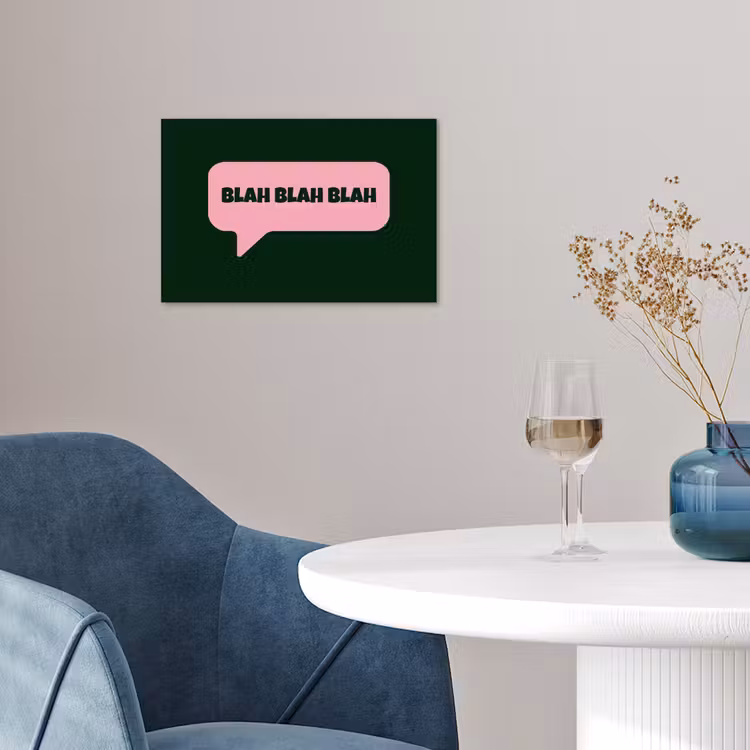 Tekstwolk - BLAH BLAH BLAH - Roze poster papier klein -sfeer3