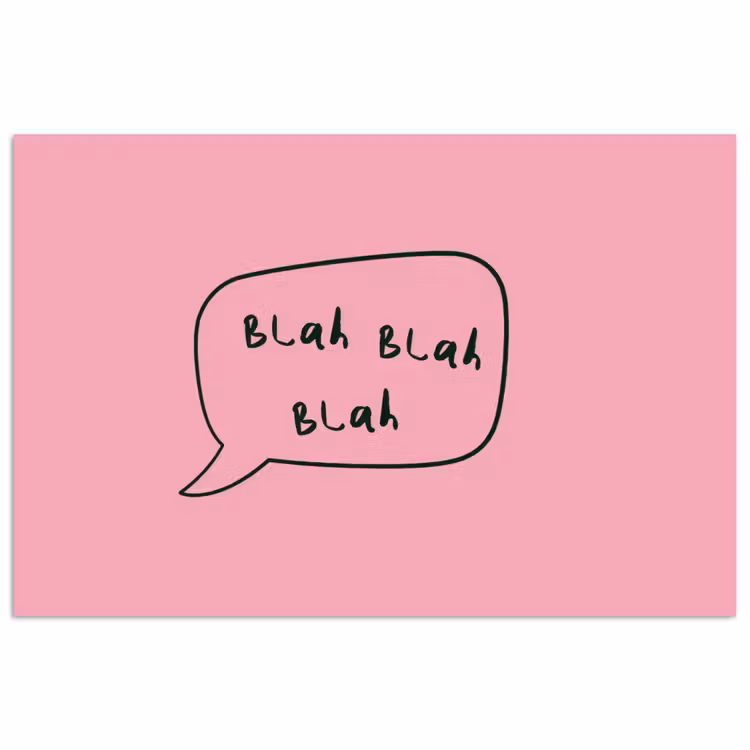 Tekstwolkje - BLAH BLAH BLAH - Roze poster papier klein -3d