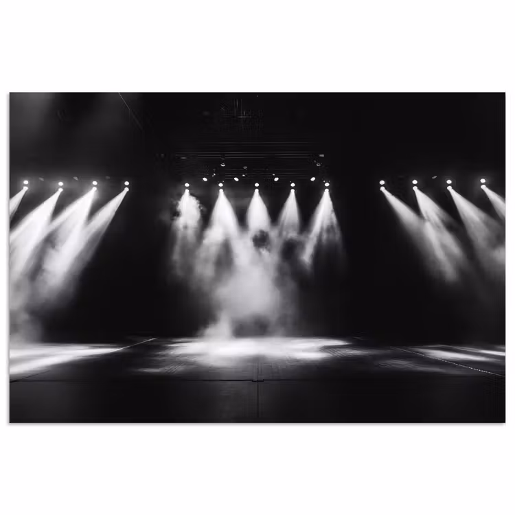 Theaterzaal - Mist - Spotlights - Zwart poster papier klein -3d