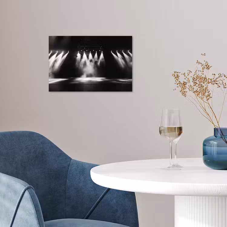Theaterzaal - Mist - Spotlights - Zwart poster papier klein -sfeer3