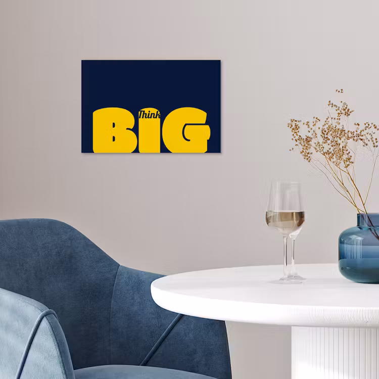 Think big - Blauw - Geel poster papier klein -sfeer3